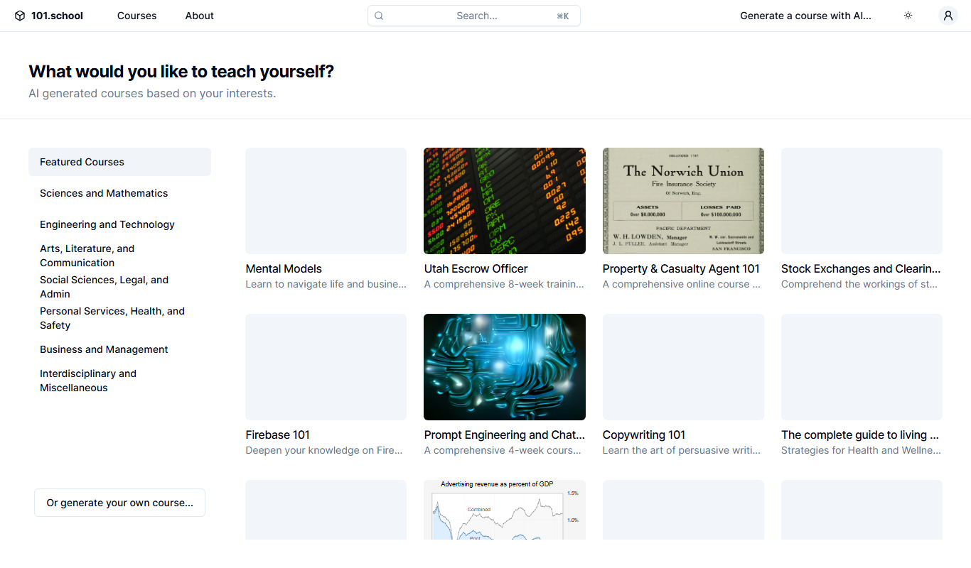 101.school app screenshot