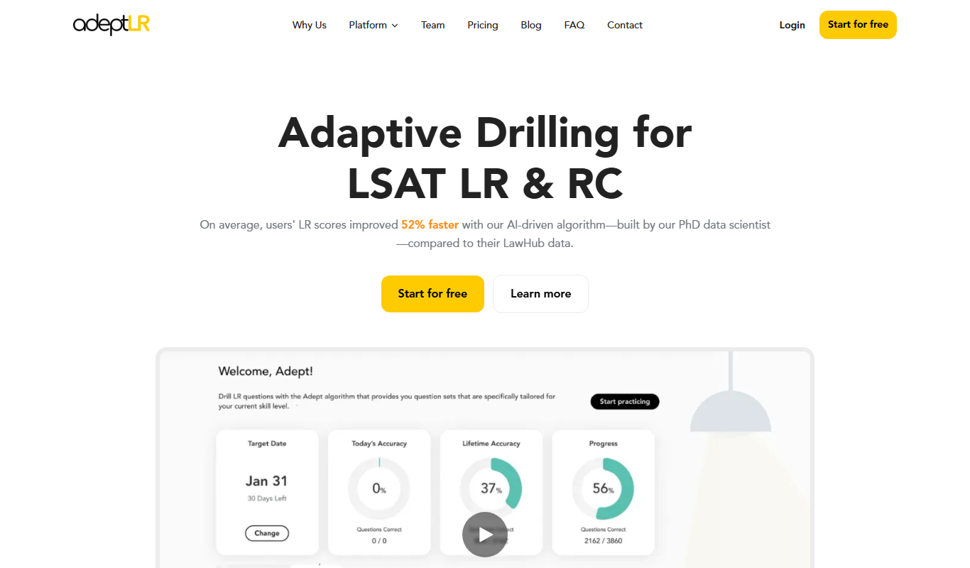 Screenshot of the AdeptLR interface