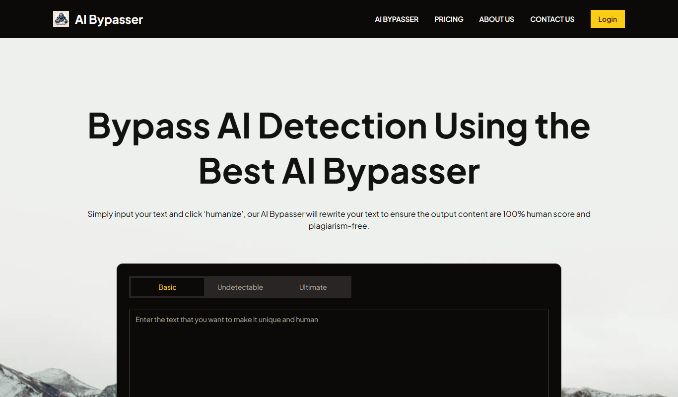 Screenshot of the AI Bypasser AI interface