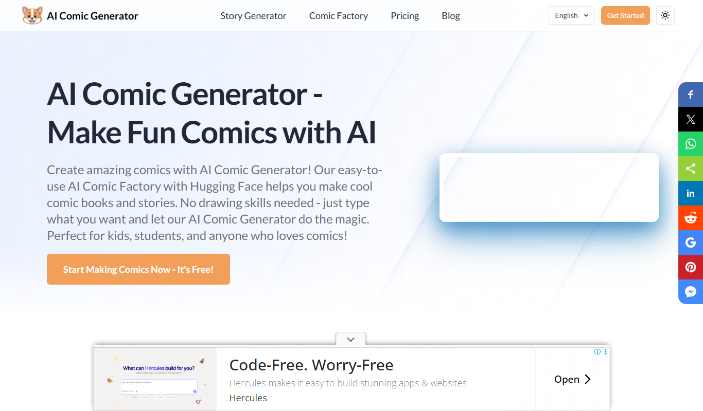 AI Comic Generator app screenshot