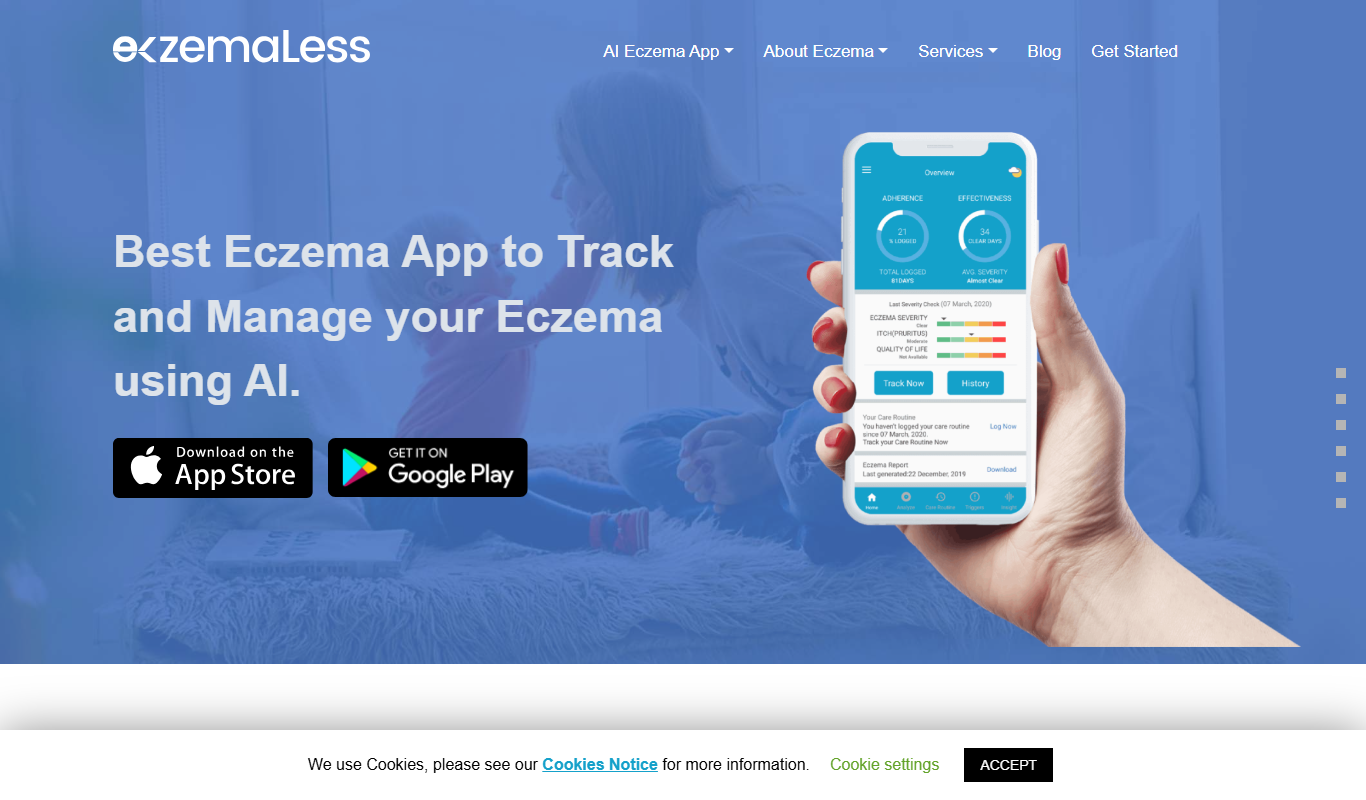 Screenshot of the AI Eczema App interface