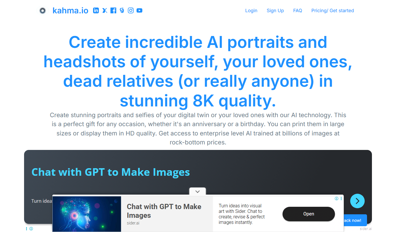 AI headshots and selfies app screenshot