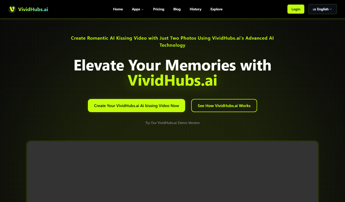AI kissing video Generator – vividhubs.ai app screenshot