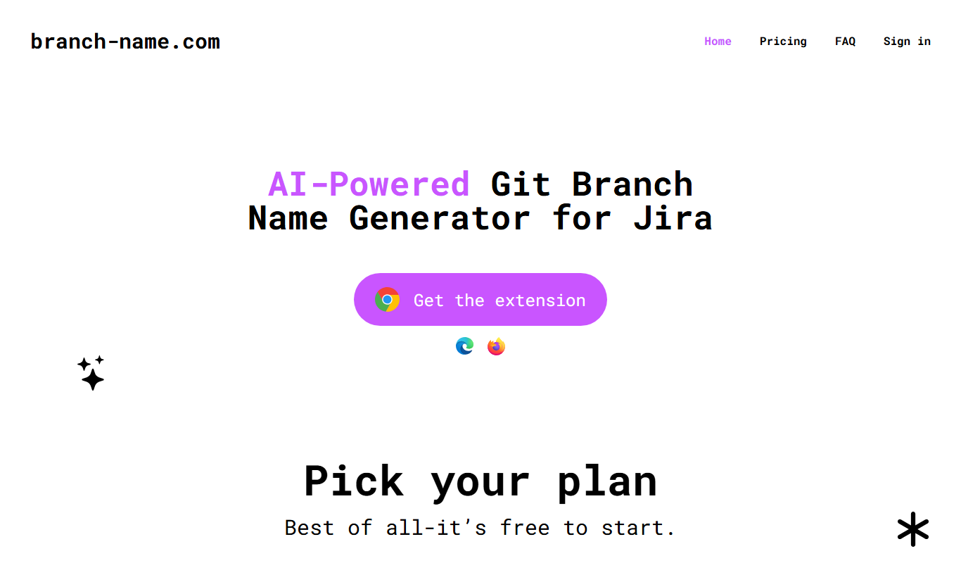 AI-Powered Git Branch Name Generator app screenshot