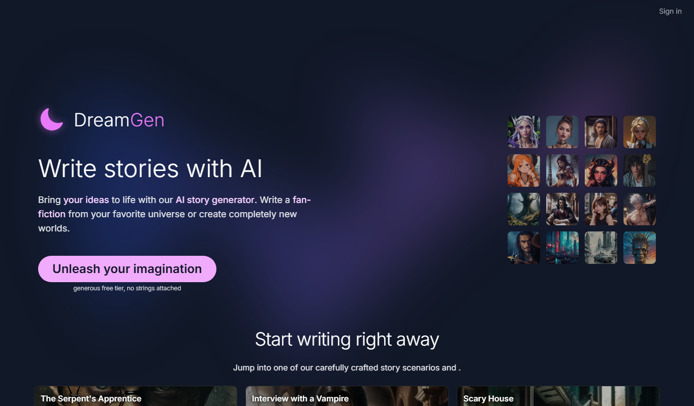 AI Story Generator by DreamGen app screenshot