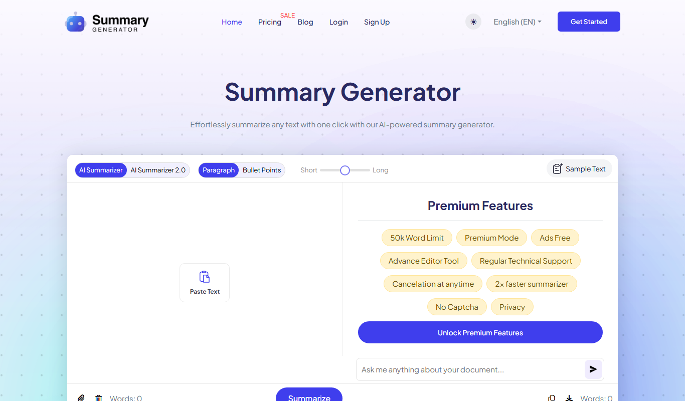 AI Summary Generator app screenshot
