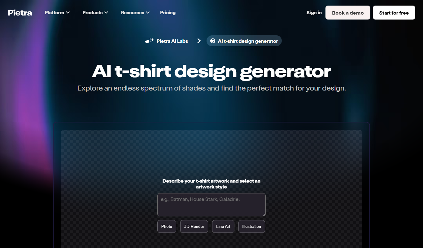 AI t-shirt design generator app screenshot