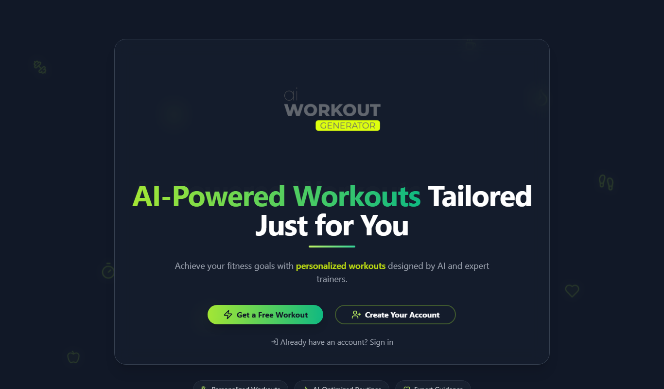 Ai Workout Generator app screenshot