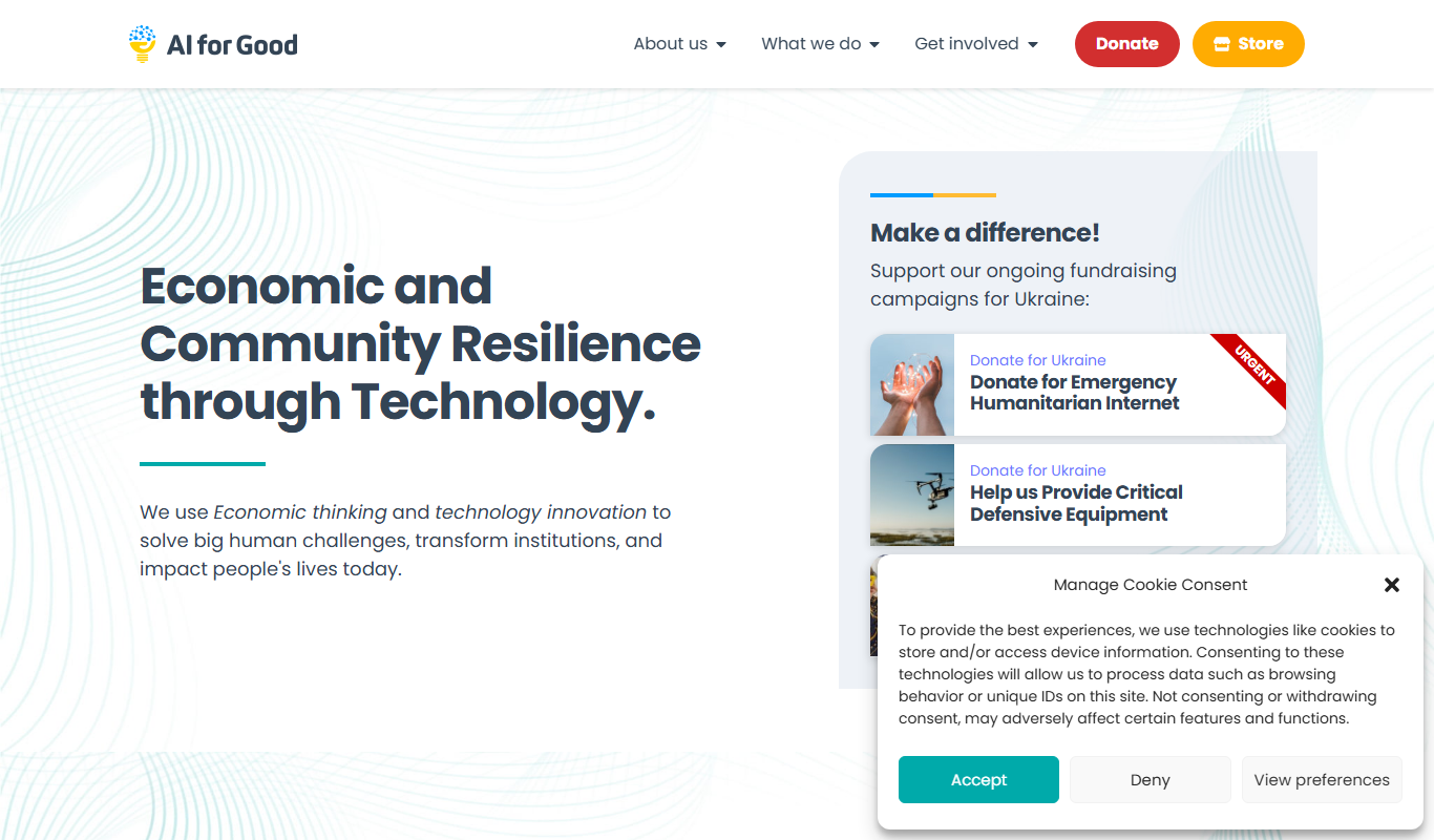 Screenshot of the ai4good.org interface