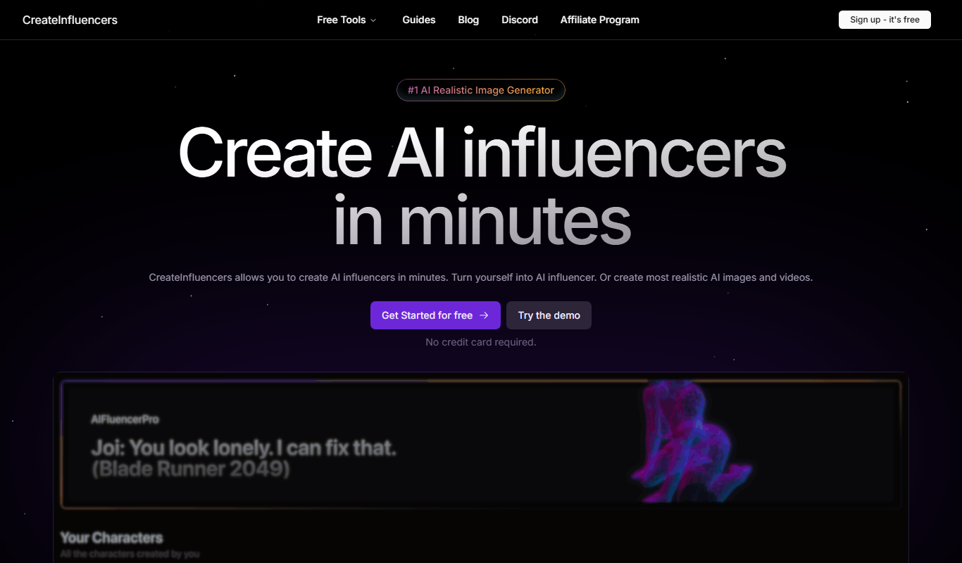 Screenshot of the AIFluencerPro interface