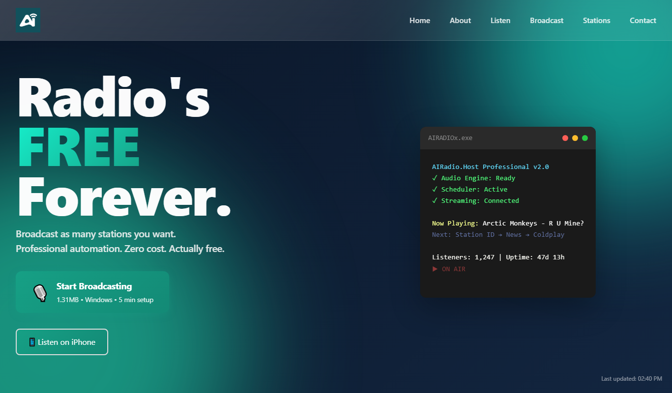 Screenshot of the AIRadio.Host interface