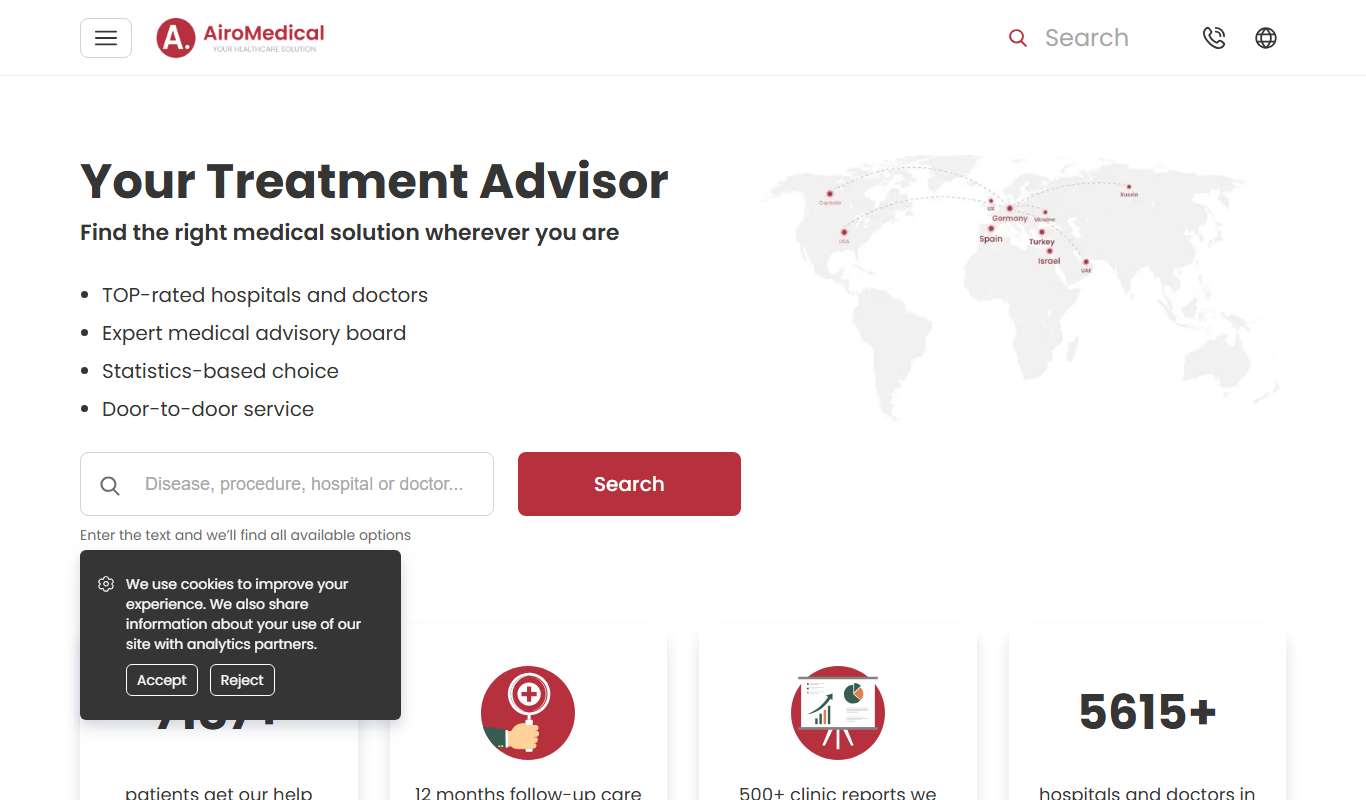 Screenshot of the AiroMedical interface