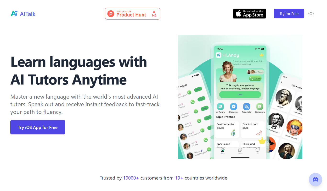 Screenshot of the AITalk interface