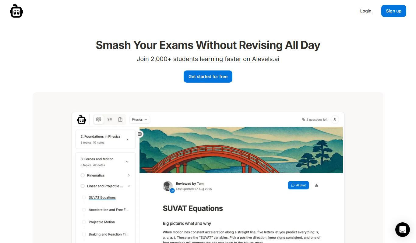 alevels.ai app screenshot