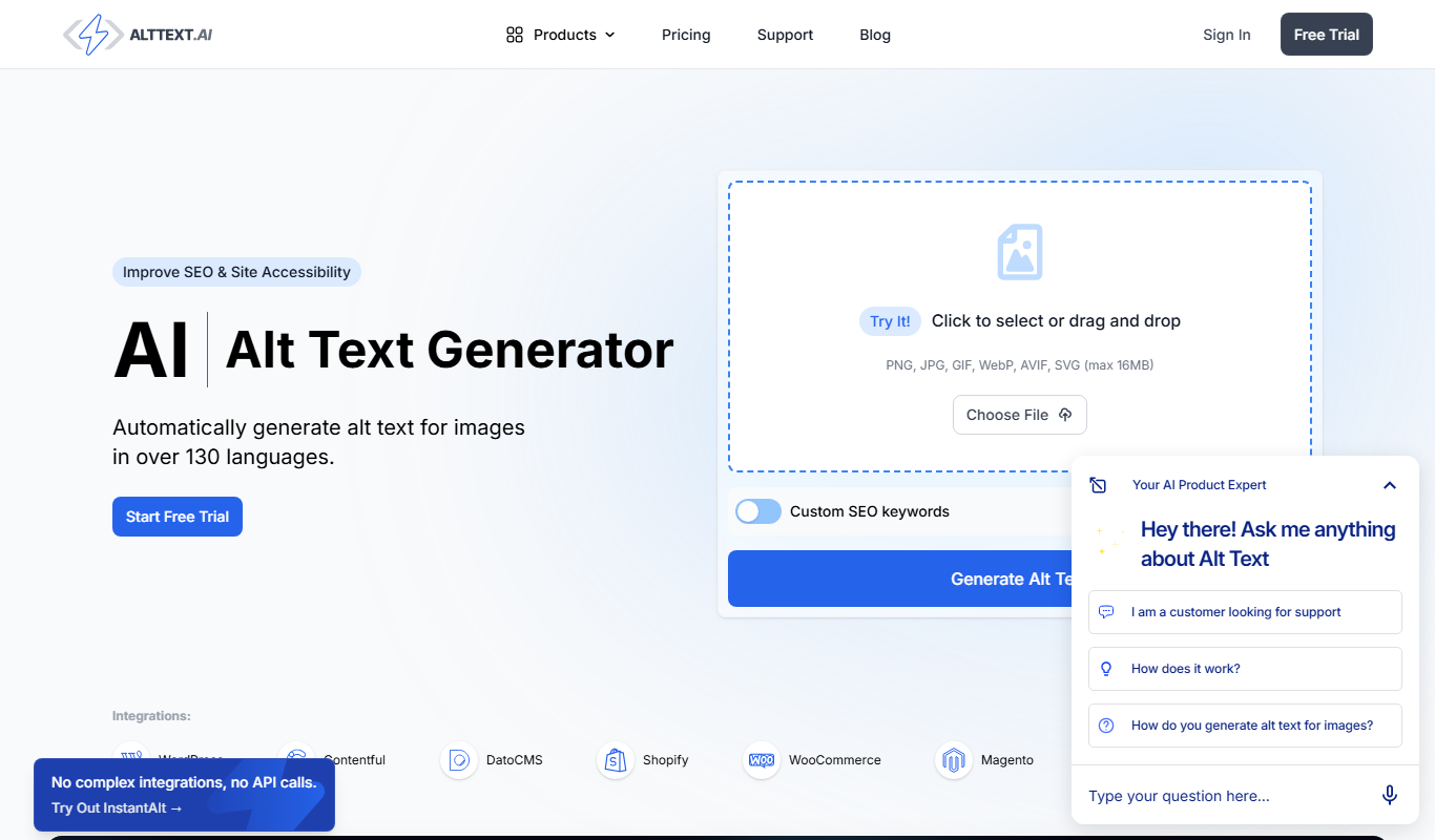 Screenshot of AltText.ai interface showing image alt text generation