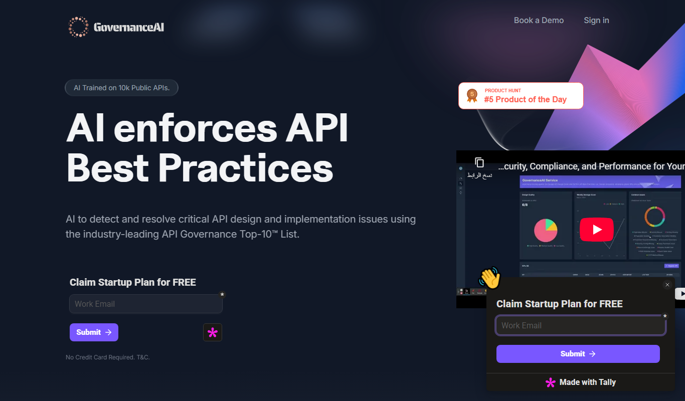 Screenshot of API Governance Testing interface showing API policy validation
