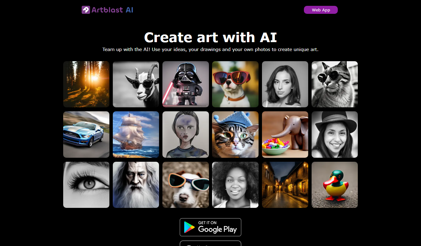 ArtblastAI app screenshot