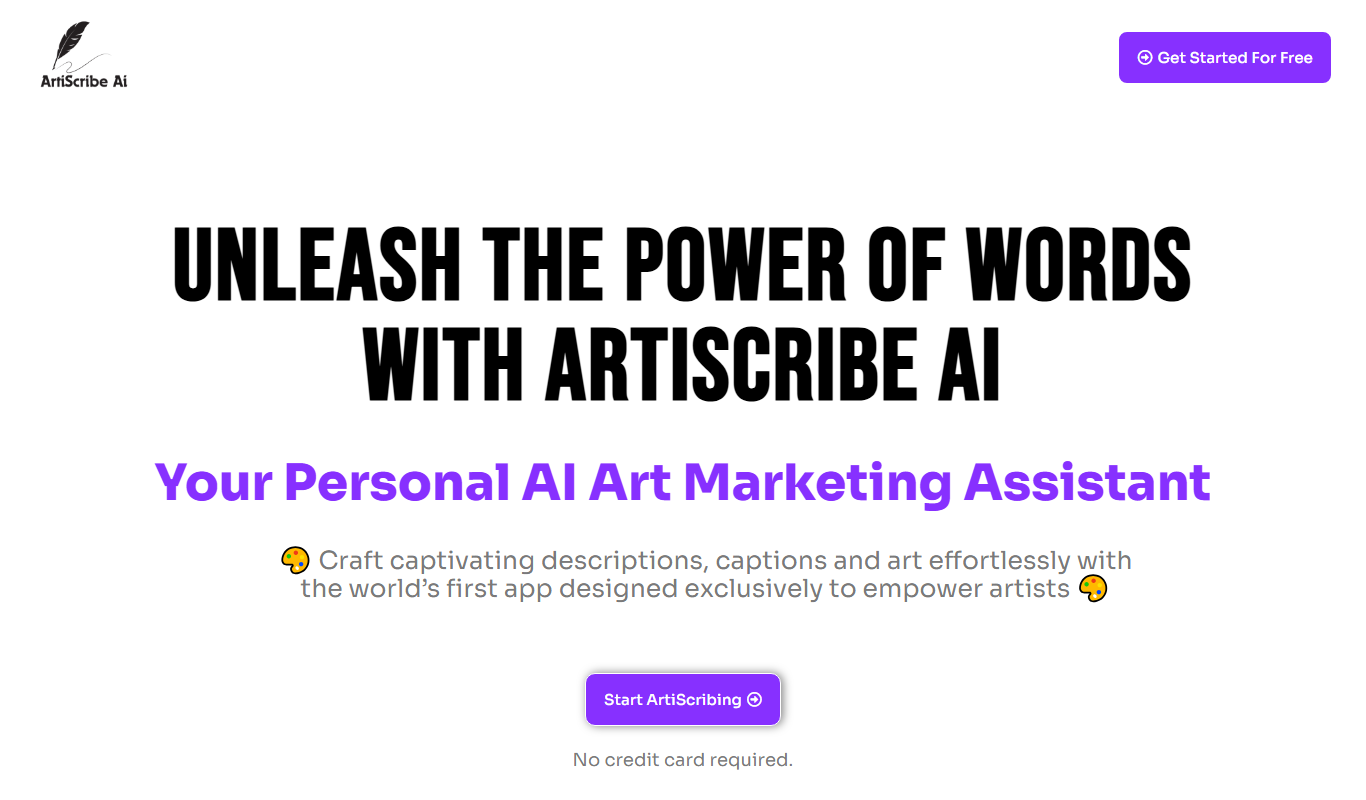 Screenshot of the ArtiScribe AI interface