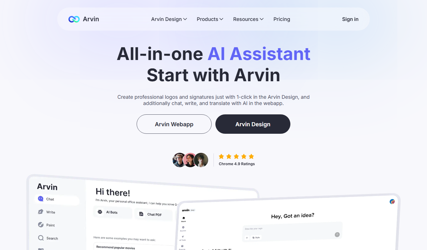 Arvin – AI Assistant app screenshot