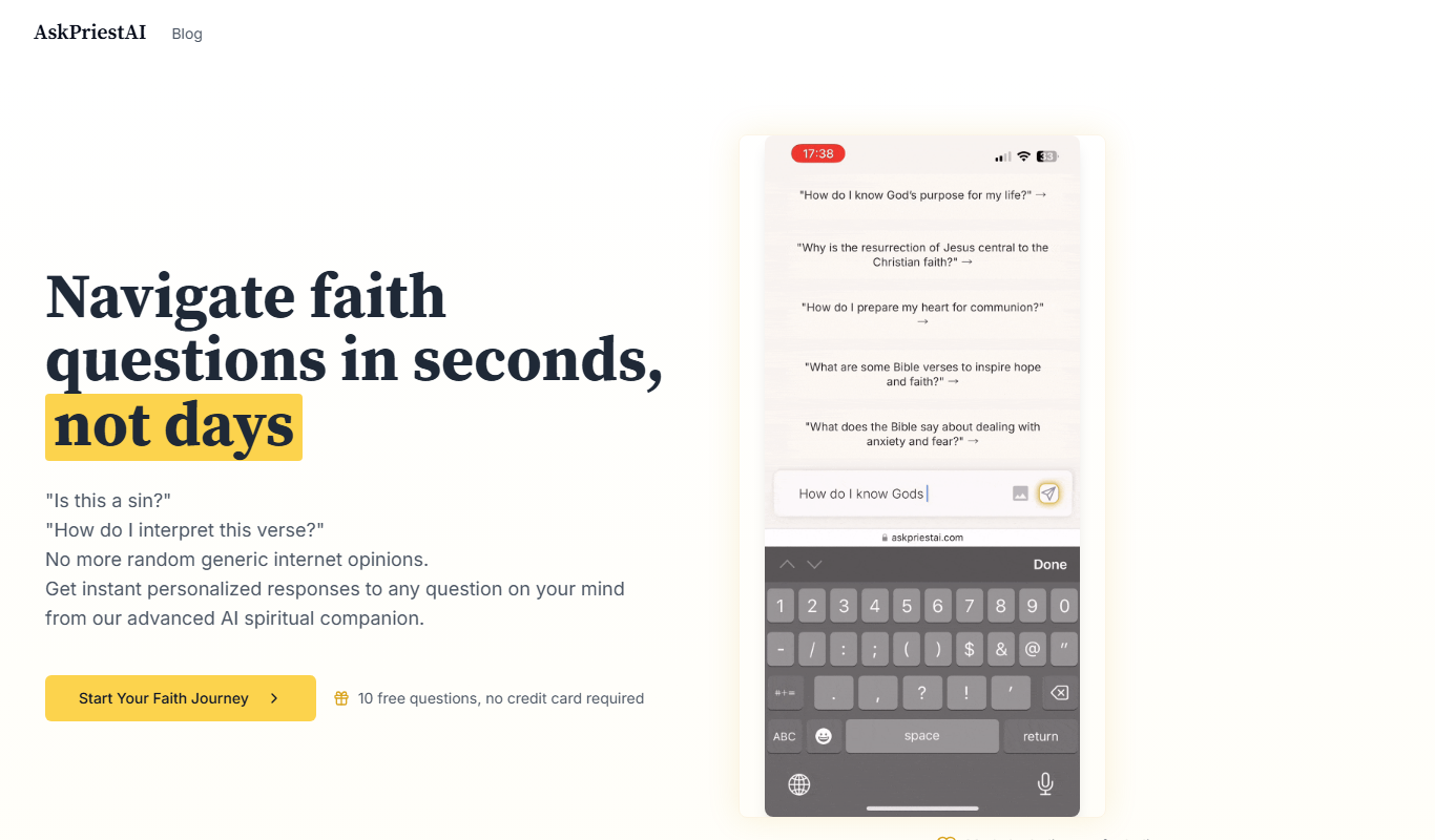 AskPriestAI app screenshot