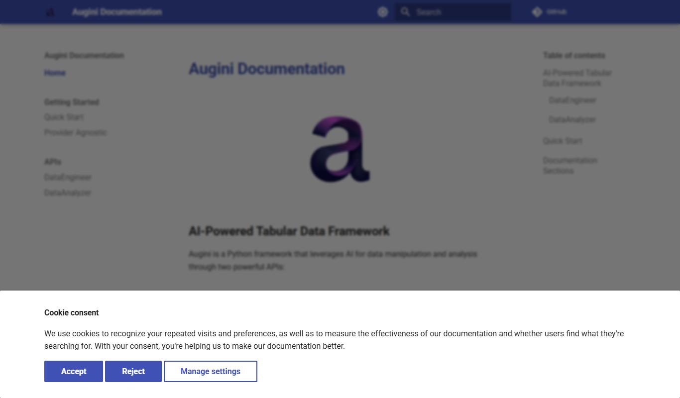 Screenshot of the Augini interface