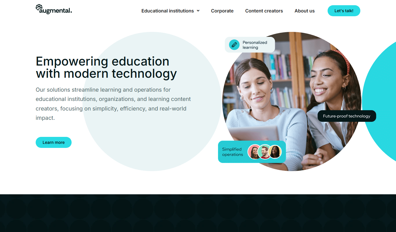 Screenshot of the Augmental learning interface