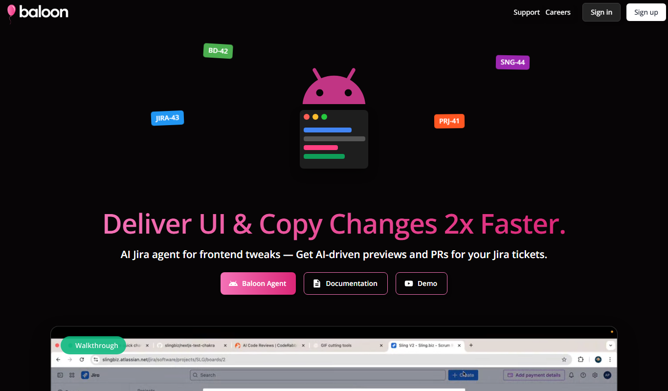 Screenshot of the Baloon.dev interface