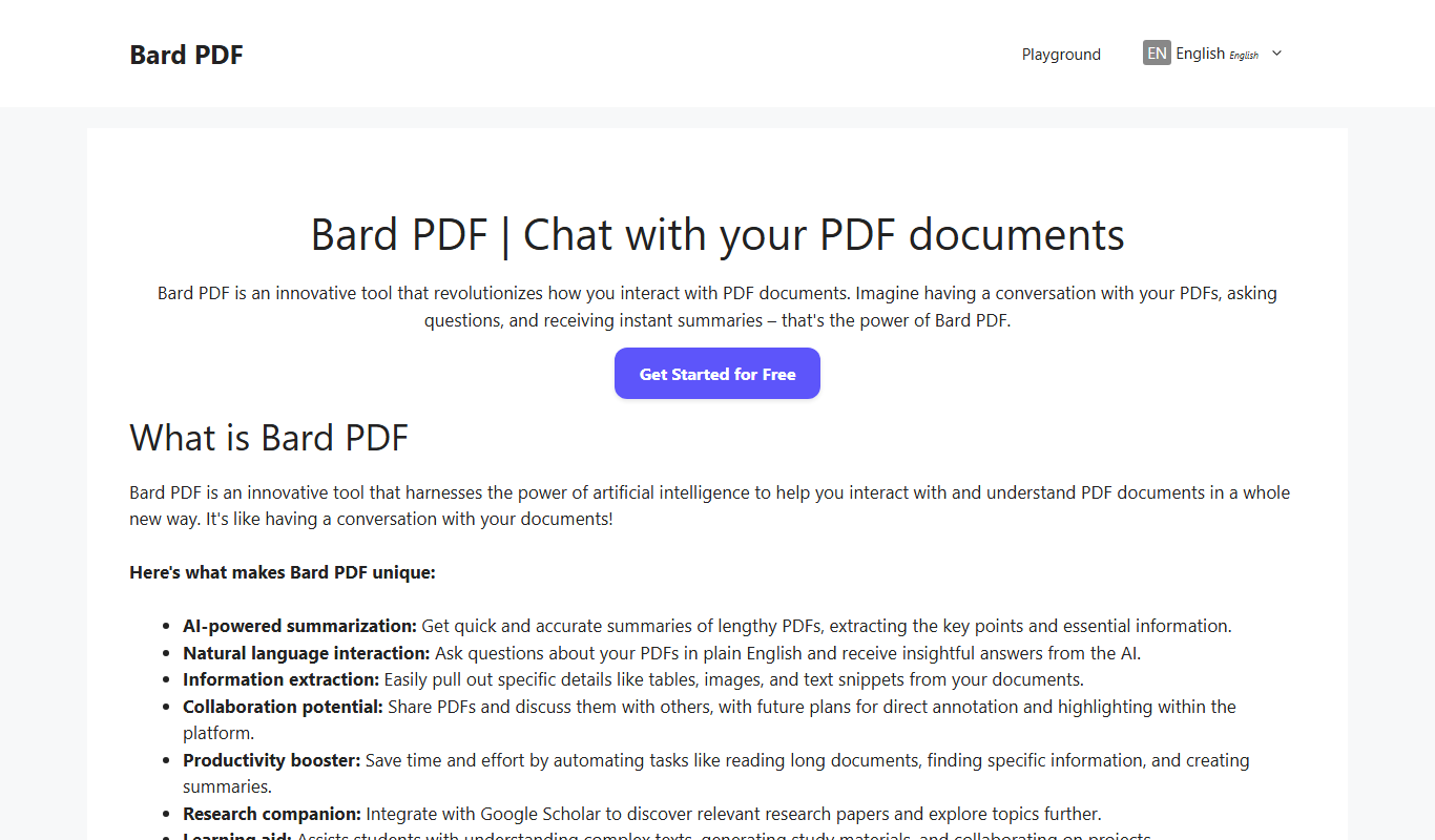 Bard PDF app screenshot