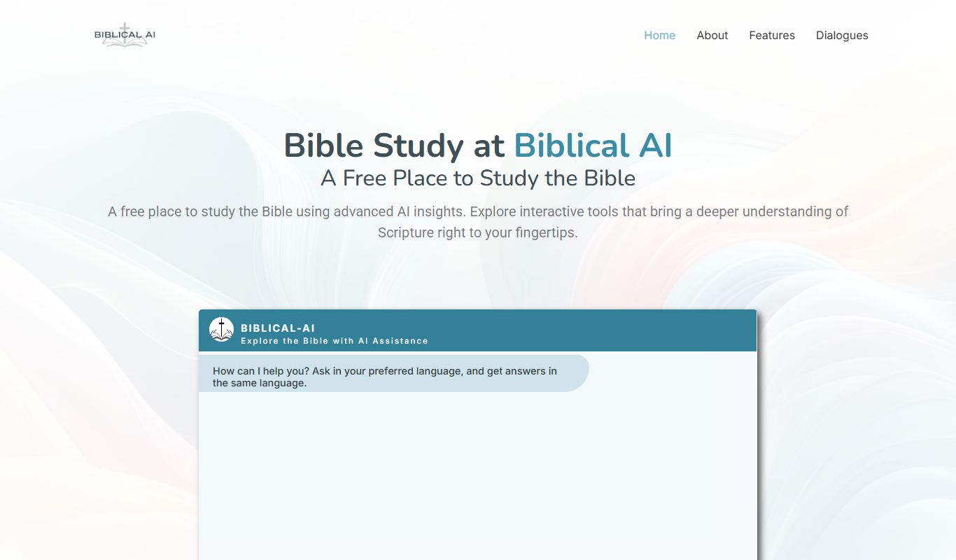 Screenshot of the biblical-ai interface