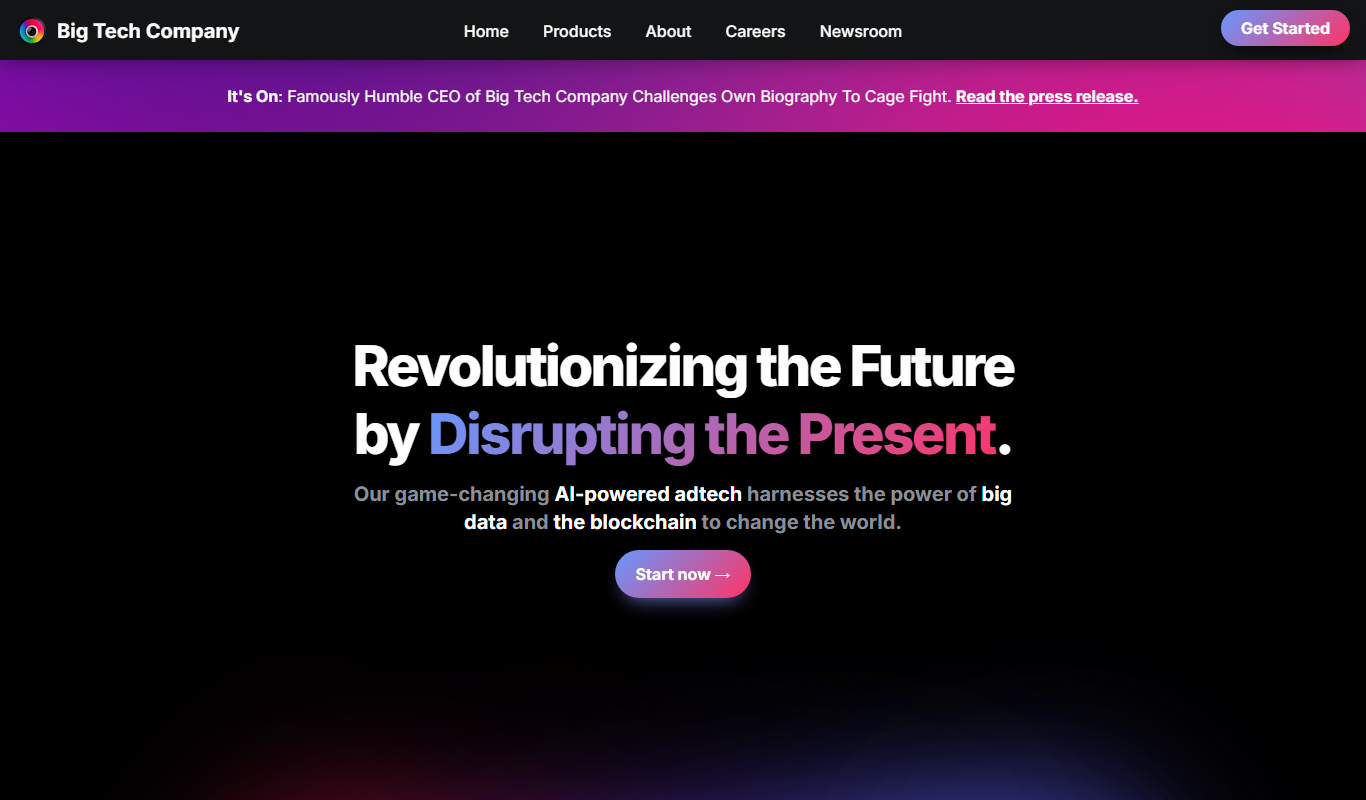 Screenshot of Big Tech Company platform interface
