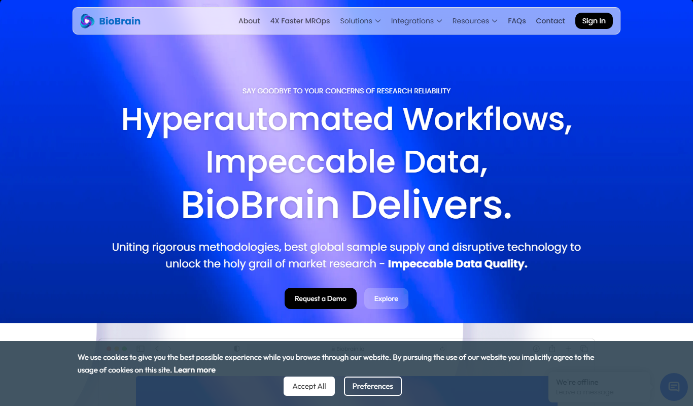 BioBrain Insights MROps Platform app screenshot