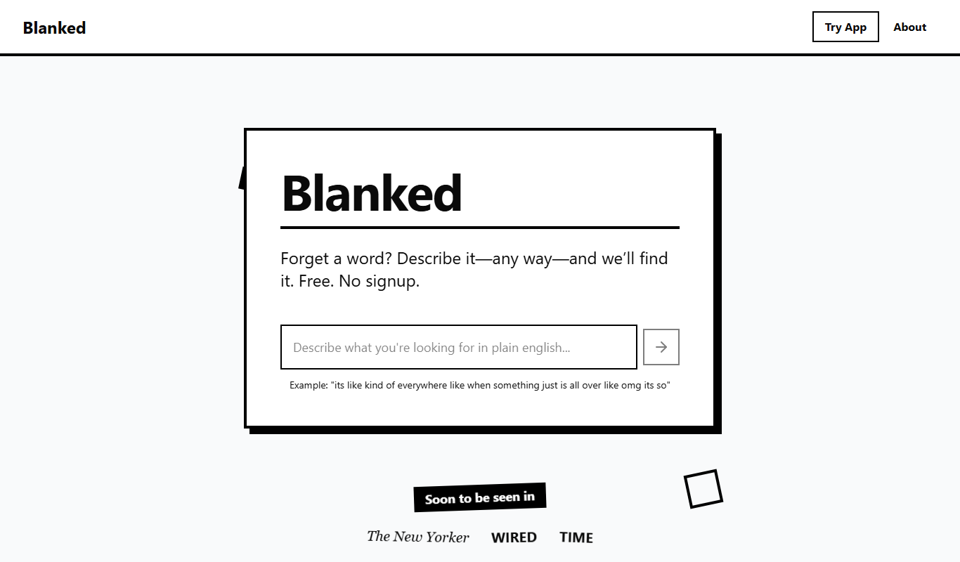 Screenshot of Blanked AI writing assistant interface