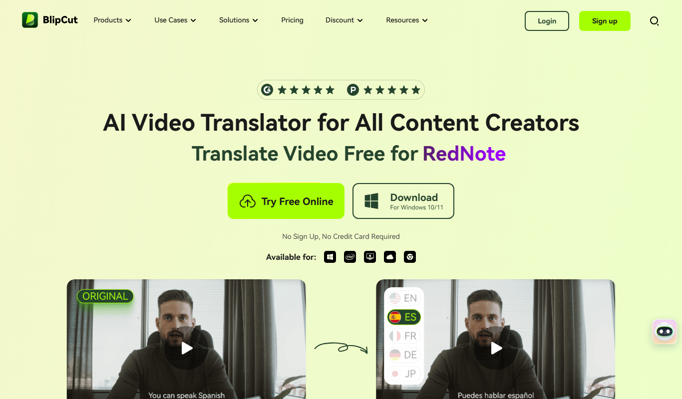 BlipCut AI Video Translator app screenshot