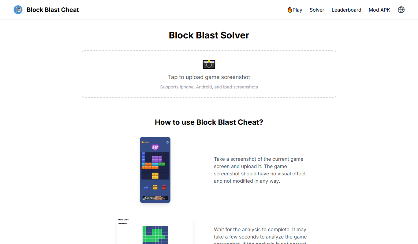 Screenshot of Block Blast Cheat interface