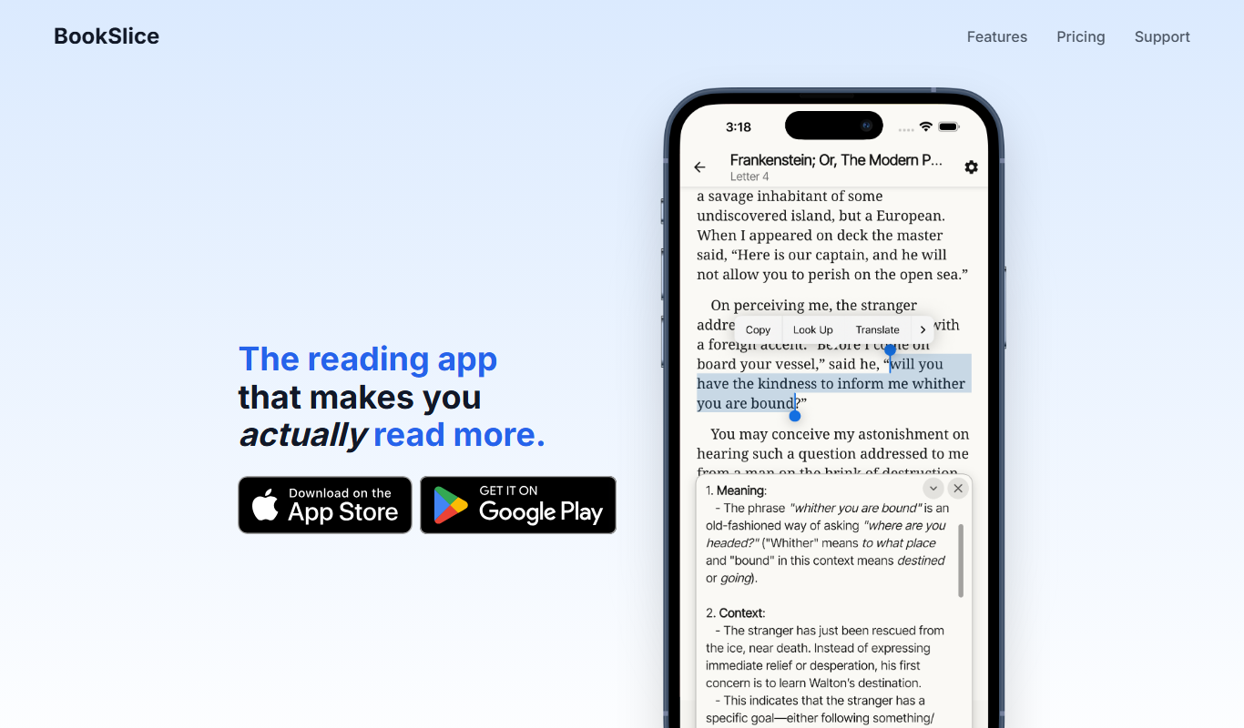 BookSlice app screenshot