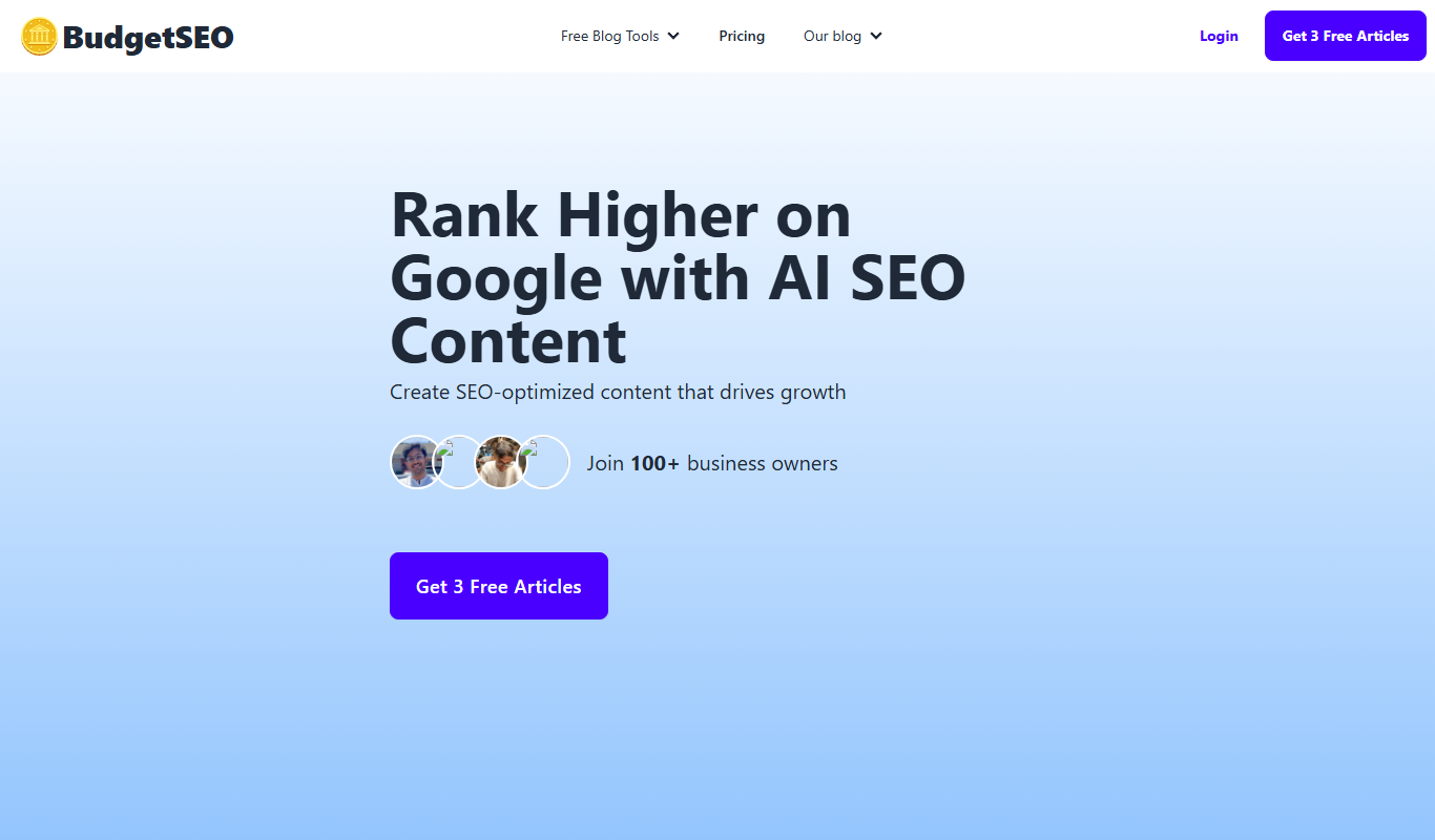 Screenshot of the BudgetSEO interface