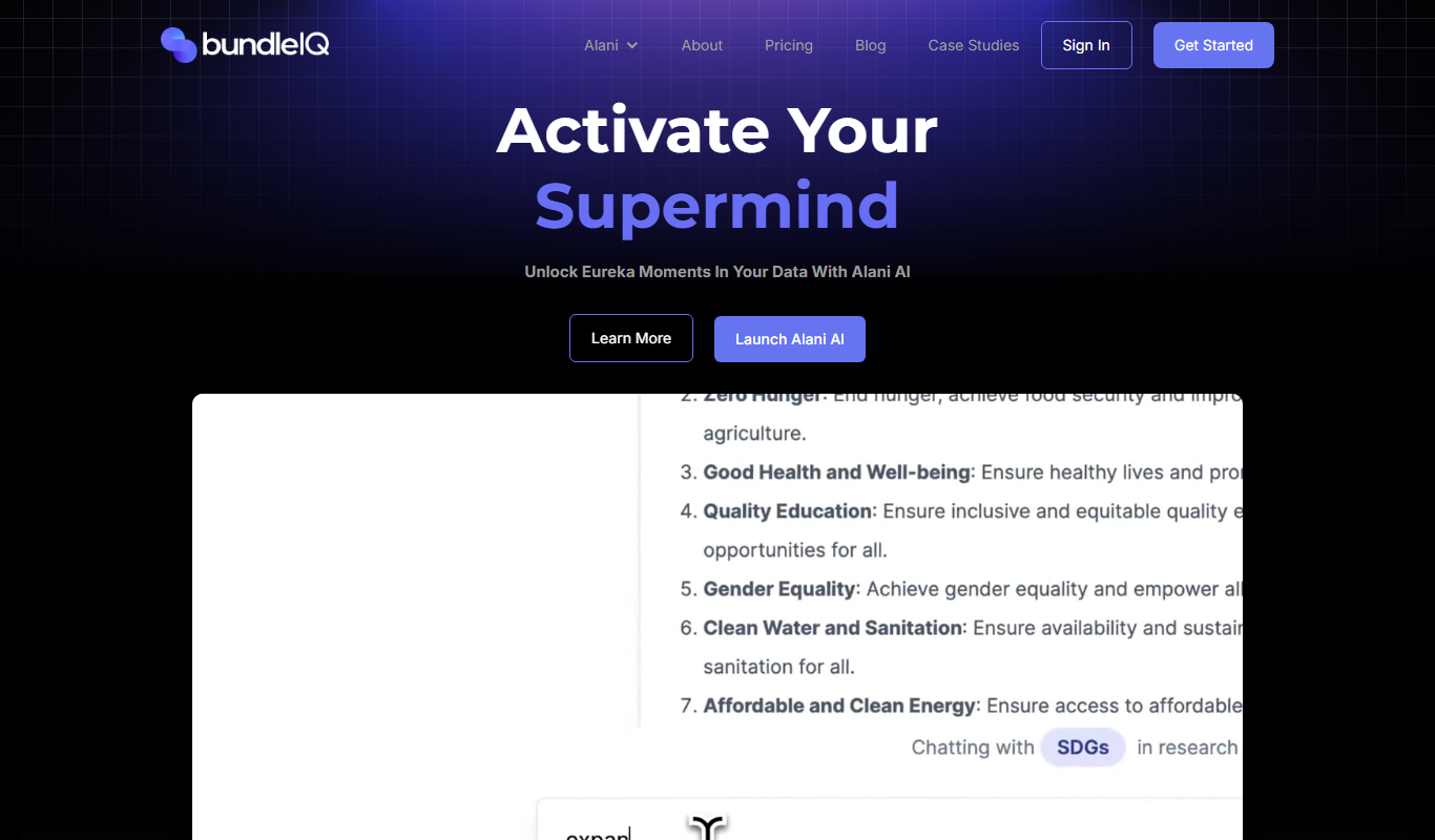 Screenshot of the bundleIQ interface