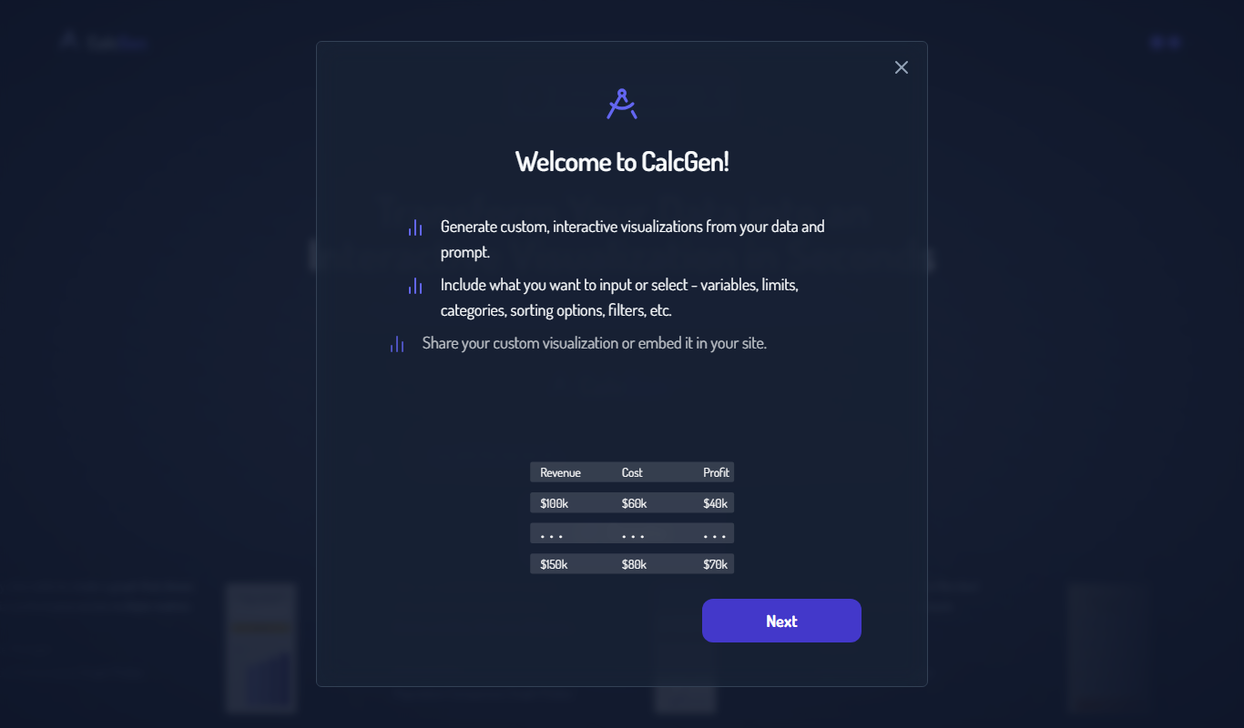 CalcGen AI app screenshot