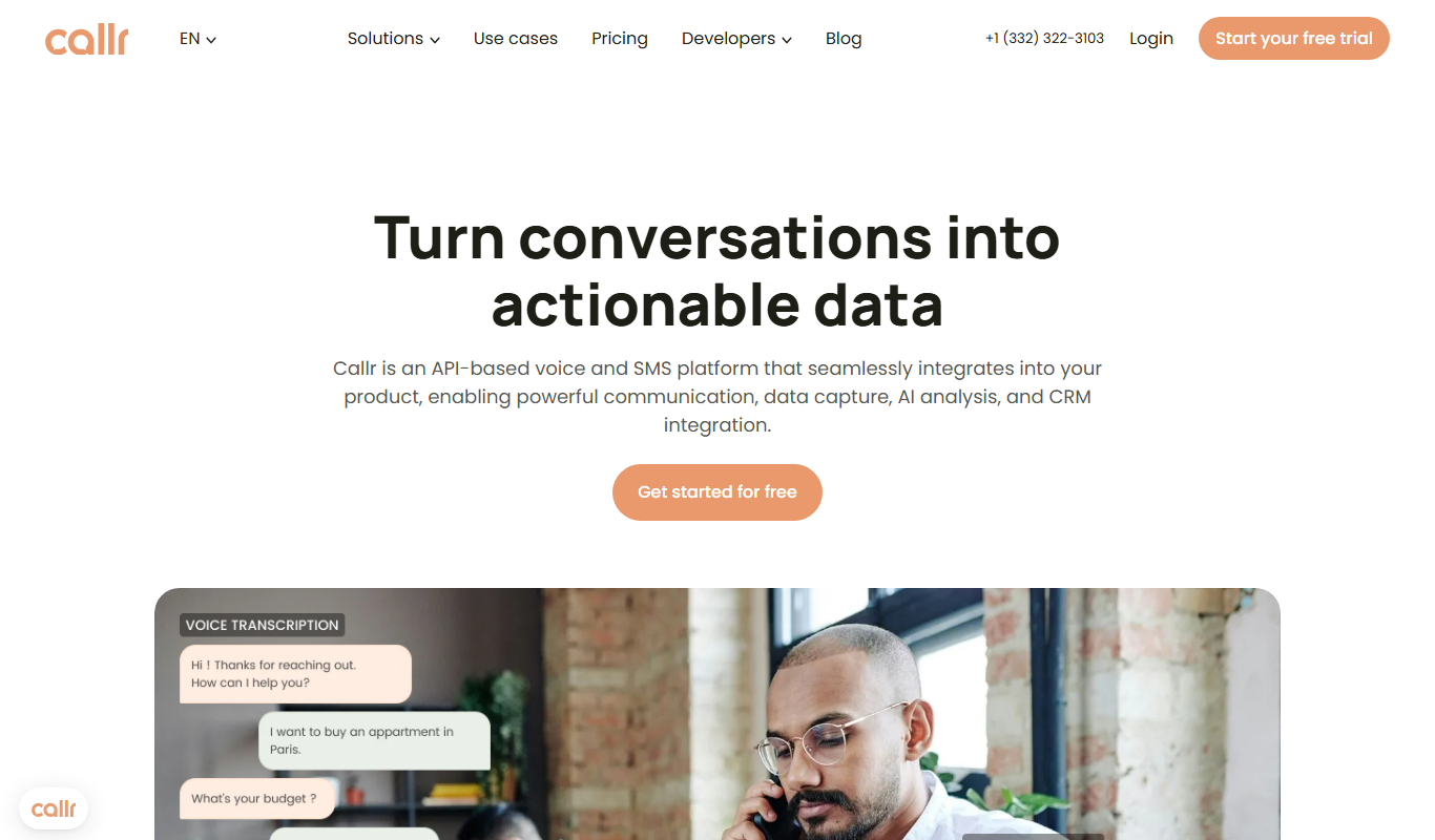 Screenshot of Callr cloud telephony platform interface
