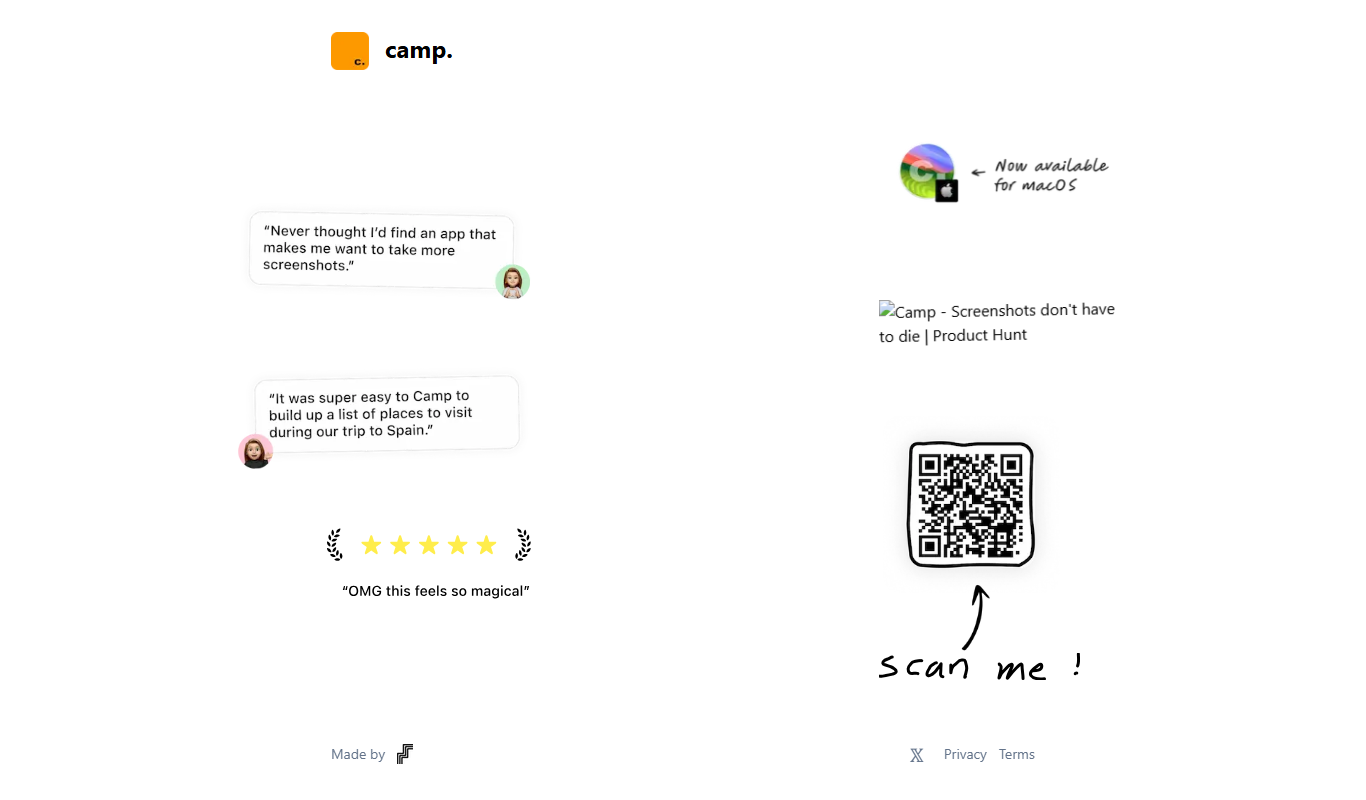 Camp 2.0 app screenshot
