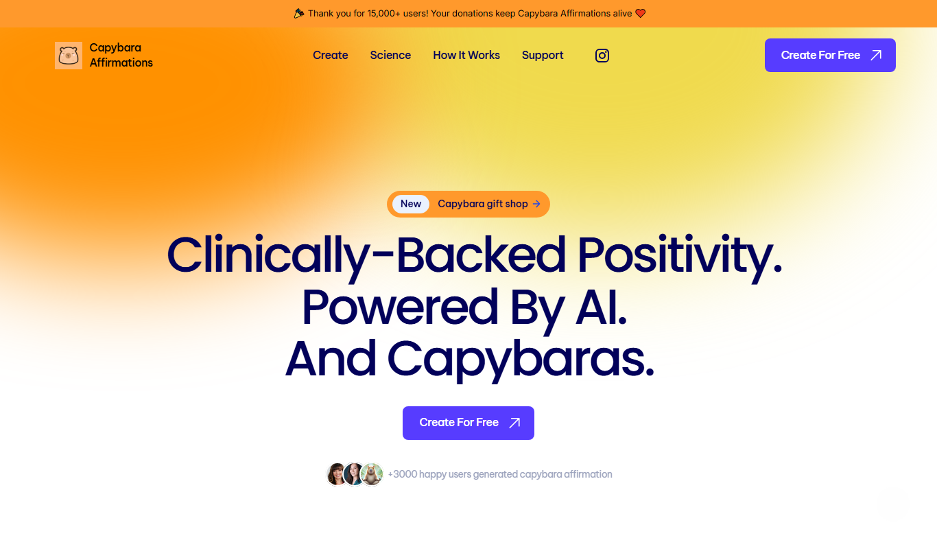 Capybara Affirmations app screenshot