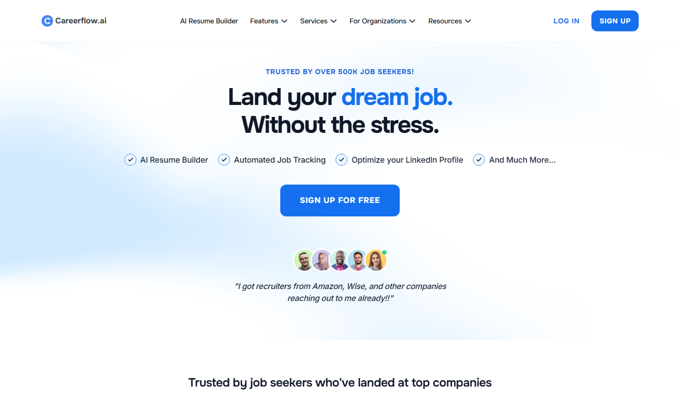 Screenshot of Careerflow AI recruiting software interface