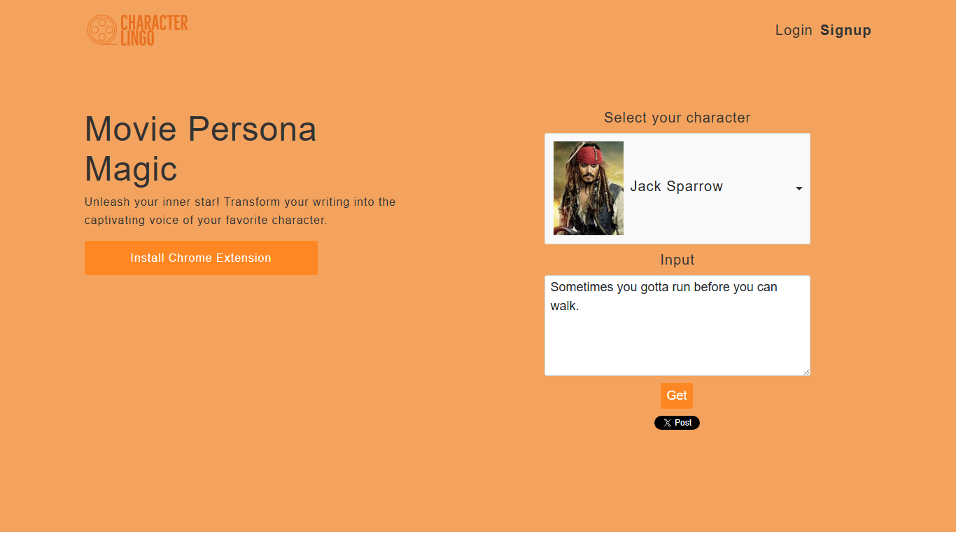 CharacterLingo app screenshot