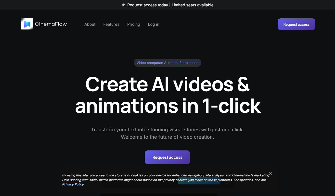 Screenshot of CinemaFlow AI video editing interface