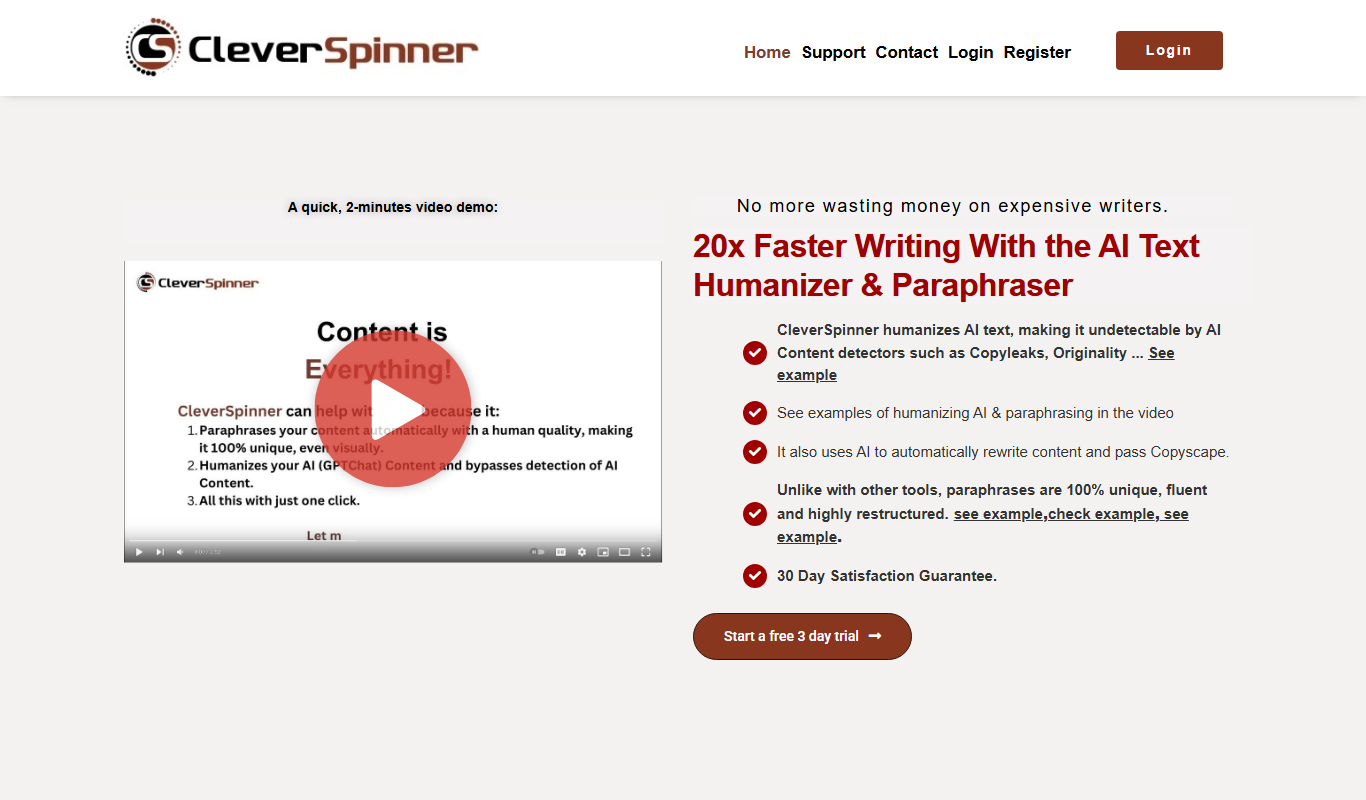 CleverSpinner – AI Humanizer & Paraphrasing Tool app screenshot