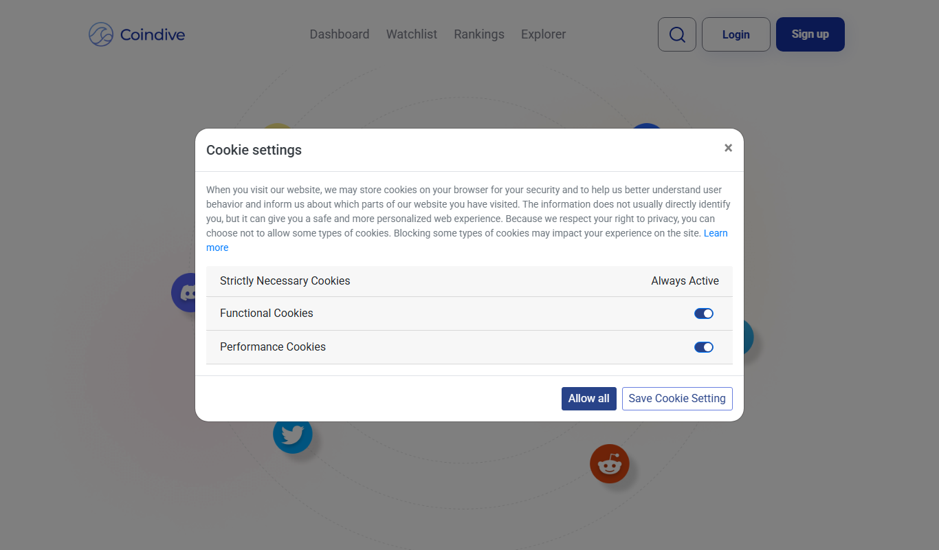 Coindive 2.0 app screenshot
