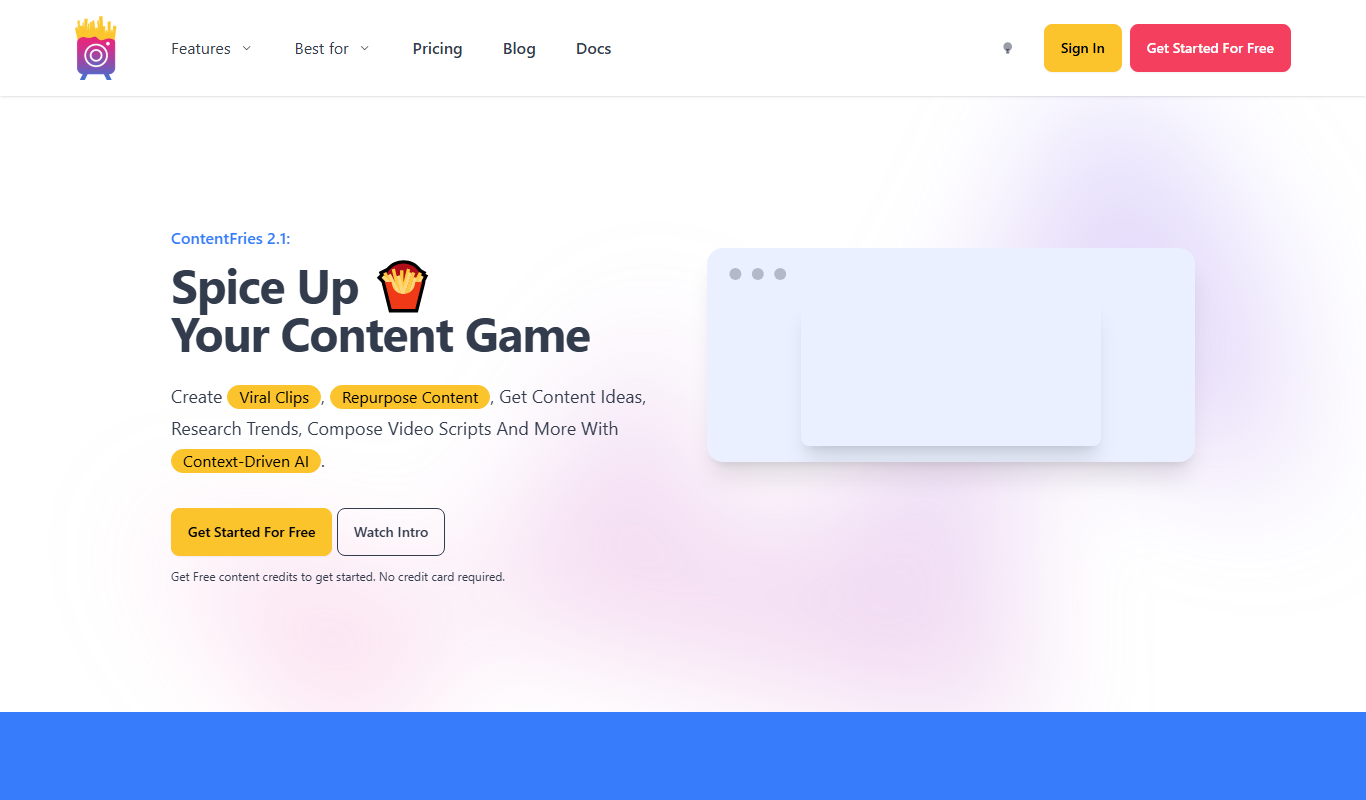 Screenshot of the Contentfries interface