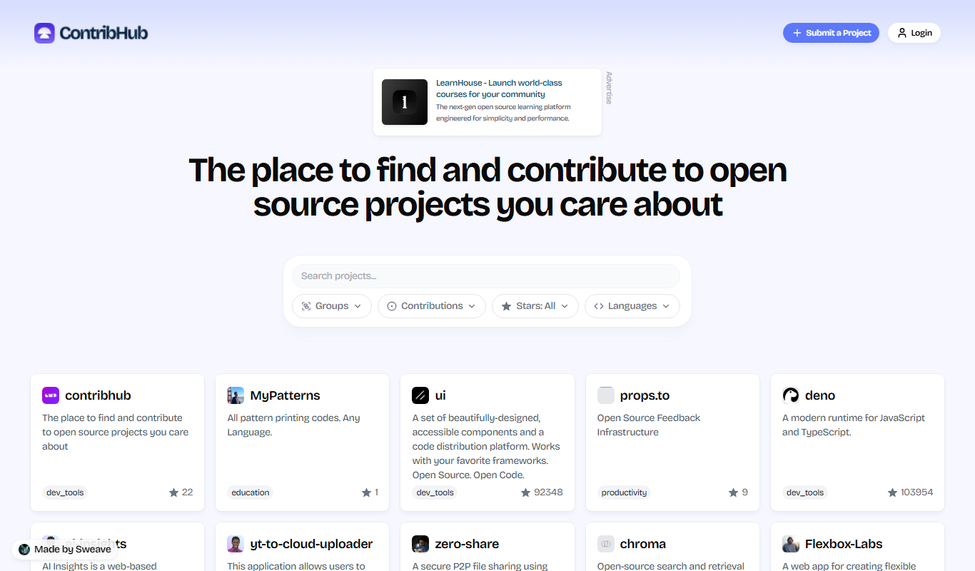 ContribHub app screenshot