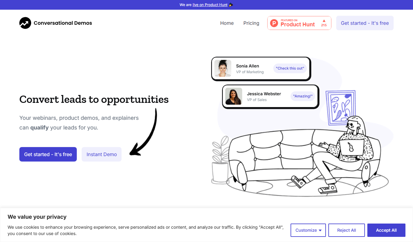 Screenshot of the Conversational Demos interface