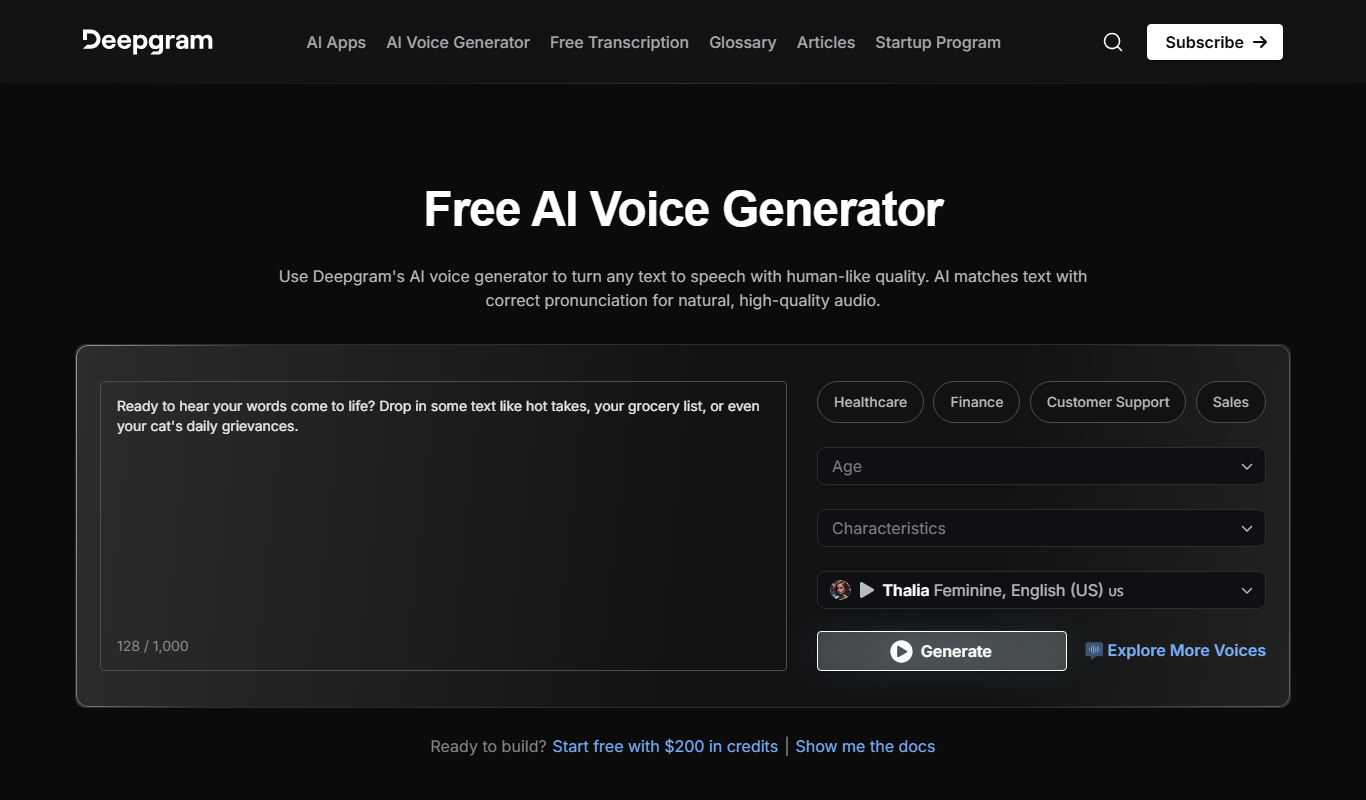 Screenshot of the celebrity ai voice generator interface
